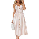 Summer  New Women's Dresses, Long Floral Print, Bohemian Dresses, V-neck Button Sleeves, Beachwear, Casual Wear