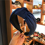 Boutique Hair Accessories Women's Velvet Middle Knotted Wide Side Headband Fashion Wild Hairband Wash Sports Hair Hoop Headwear