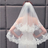 2021 Elegant Two Layers Lace Bridal Veil With Comb Women Wedding Veil White Ivory