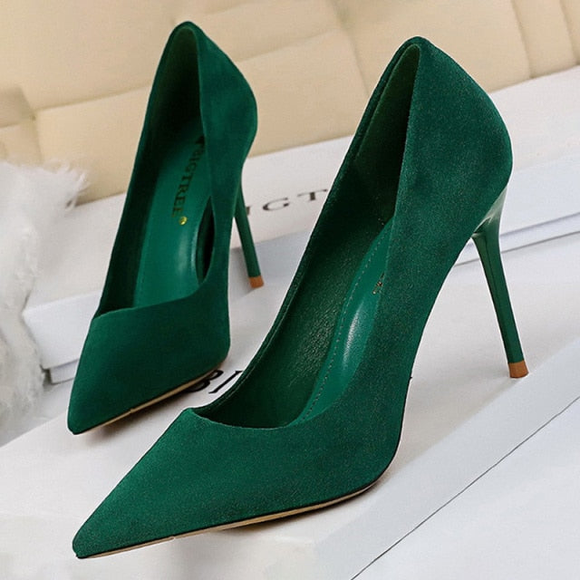 BIGTREE Shoes 2021 New Women Pumps Suede High Heels Shoes Fashion Office Shoes Stiletto Party Shoes Female Comfort Women Heels