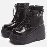 Brand New Big Sizes 43 Gothic Green Platform High Heels Cosplay Fashion Autumn Winter Wedges Halloween Shoes Ankle Booties Women