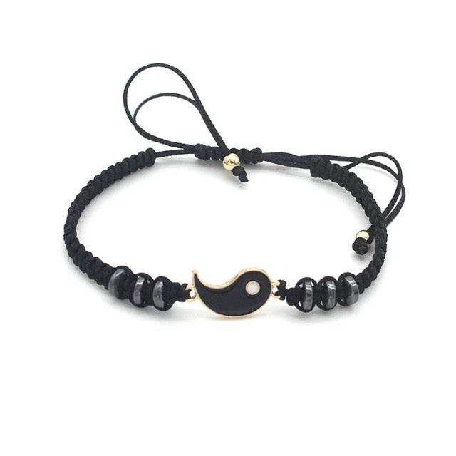 2021 Couple Bracelets Hematite Leather Cord Braid Chain her/his Chinese Tai Chi gift