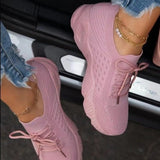 Women Red Sneakers Female White Casual Shoes Comfortable Mesh Lace-Up Ladies Sport Shoes Wedges Chunky Women's Vulcanized Shoes