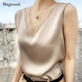 Summer Elegant Tunic Plus Size Women's Black Blouses Vintage Office Satin Silk Blouse Basic Chiffon Tops Shirt for Women 13573