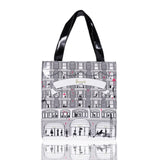 London Style PVC Reusable Shopping Bag Women's Bag Eco Friendly Flower Shopper Bag Waterproof Handbag Lunch Tote Shoulder Bag