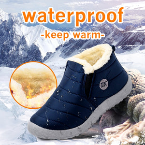 MCCKLE Women's Boots Warm Shoes Plush Fur Woman Ankle Snow Boots Winter Female Slip On Flat Shoe Waterproof Ultralight Footwear