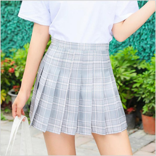 CHIDRIZAWA Women's Skirt 2021 Summer High Waist Plaid Skirt Fashion Kawaii Mini Skirts Cute Sweet Girl's Pleated Skirt for Women
