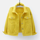 Women's Candy Color Denim Jacket Relaxed Fit Casual Jean Trucker Jacket  Large Size Short Denim Coat