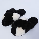 Winter Women House Slippers Faux Fur Fashion Warm Shoes Woman Slip on Flats Female Slides Black Pink cozy home  furry slippers