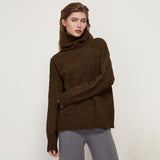 Aachoae Autumn Winter Women Knitted Turtleneck Cashmere Sweater 2021 Casual Basic Pullover Jumper Batwing Long Sleeve Loose Tops