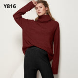 Aachoae Autumn Winter Women Knitted Turtleneck Cashmere Sweater 2021 Casual Basic Pullover Jumper Batwing Long Sleeve Loose Tops
