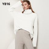 Aachoae Autumn Winter Women Knitted Turtleneck Cashmere Sweater 2021 Casual Basic Pullover Jumper Batwing Long Sleeve Loose Tops