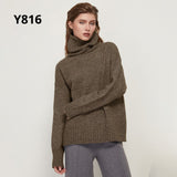Aachoae Autumn Winter Women Knitted Turtleneck Cashmere Sweater 2021 Casual Basic Pullover Jumper Batwing Long Sleeve Loose Tops