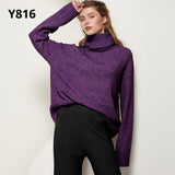 Aachoae Autumn Winter Women Knitted Turtleneck Cashmere Sweater 2021 Casual Basic Pullover Jumper Batwing Long Sleeve Loose Tops