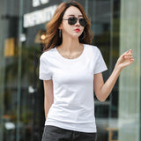MRMT 2022 Brand New Women's T Shirt Short Sleeve Round V-neck Solid Color Short T-shirt for Female Slim Solid Color Tops Tshirt
