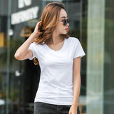 MRMT 2022 Brand New Women's T Shirt Short Sleeve Round V-neck Solid Color Short T-shirt for Female Slim Solid Color Tops Tshirt